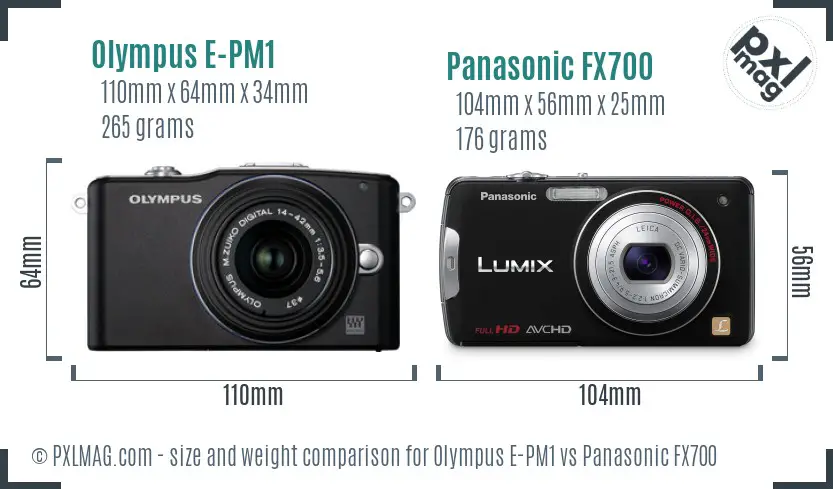 Olympus E-PM1 vs Panasonic FX700 size comparison