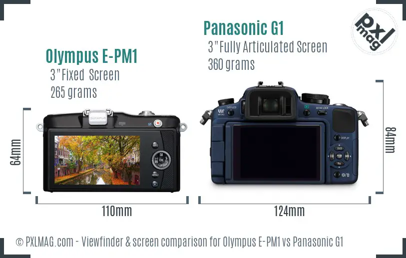 Olympus E-PM1 vs Panasonic G1 Screen and Viewfinder comparison
