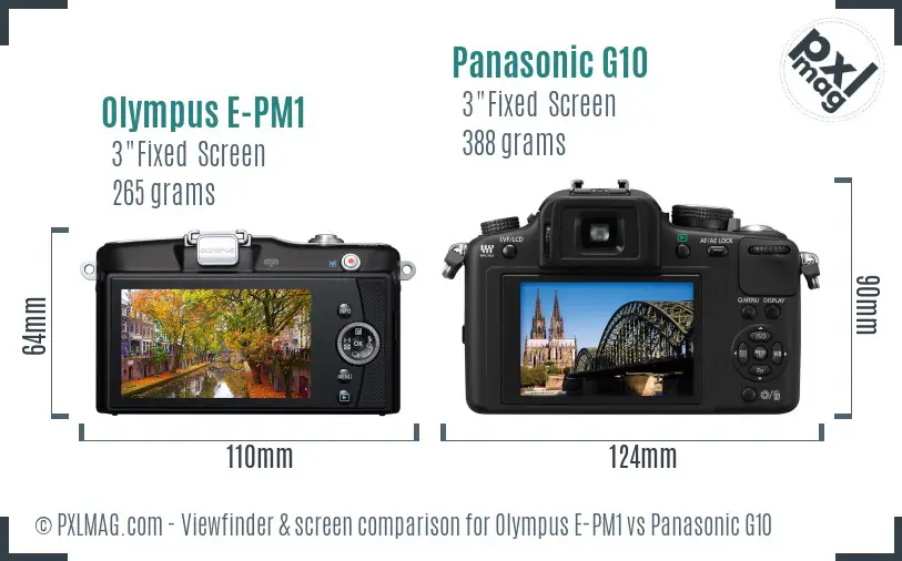 Olympus E-PM1 vs Panasonic G10 Screen and Viewfinder comparison
