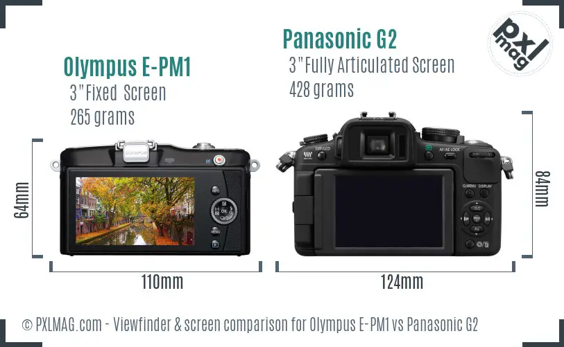 Olympus E-PM1 vs Panasonic G2 Screen and Viewfinder comparison