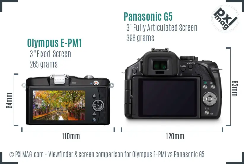 Olympus E-PM1 vs Panasonic G5 Screen and Viewfinder comparison