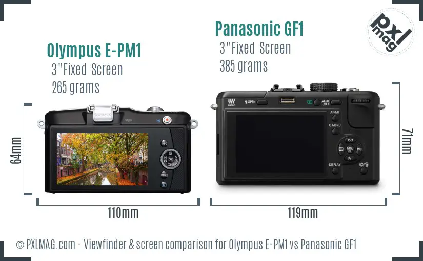 Olympus E-PM1 vs Panasonic GF1 Screen and Viewfinder comparison