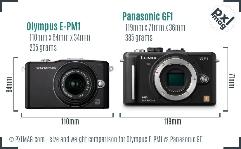 Olympus E-PM1 vs Panasonic GF1 size comparison