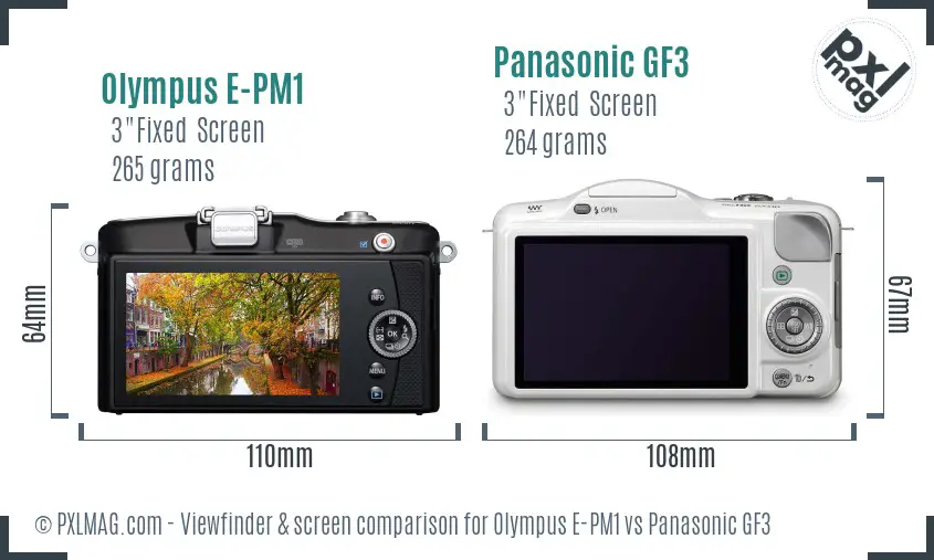 Olympus E-PM1 vs Panasonic GF3 Screen and Viewfinder comparison