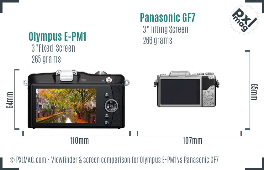 Olympus E-PM1 vs Panasonic GF7 Screen and Viewfinder comparison