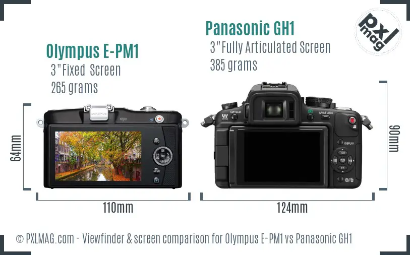 Olympus E-PM1 vs Panasonic GH1 Screen and Viewfinder comparison