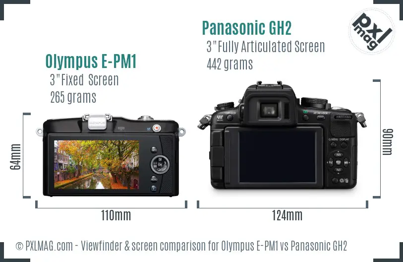Olympus E-PM1 vs Panasonic GH2 Screen and Viewfinder comparison