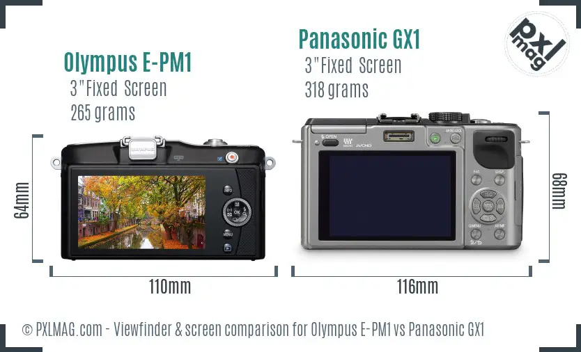 Olympus E-PM1 vs Panasonic GX1 Screen and Viewfinder comparison
