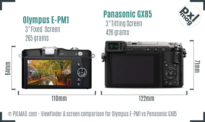 Olympus E-PM1 vs Panasonic GX85 Screen and Viewfinder comparison
