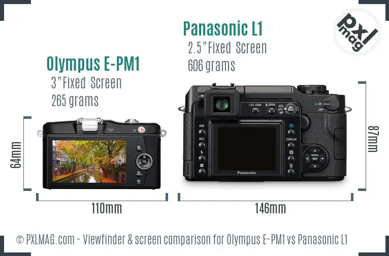 Olympus E-PM1 vs Panasonic L1 Screen and Viewfinder comparison