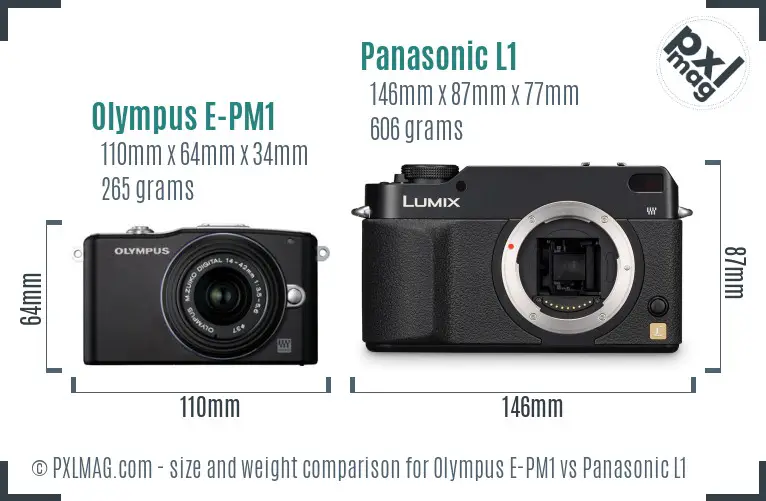 Olympus E-PM1 vs Panasonic L1 size comparison