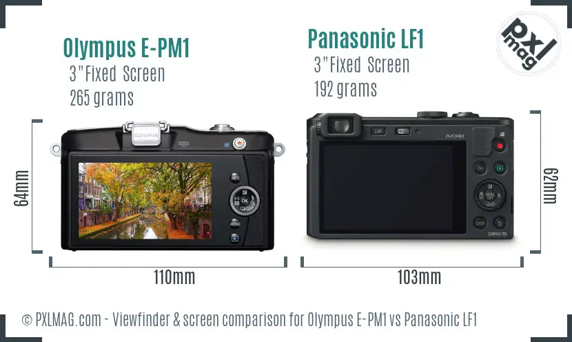 Olympus E-PM1 vs Panasonic LF1 Screen and Viewfinder comparison