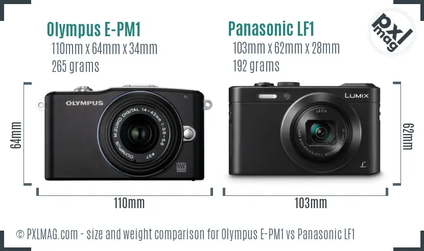 Olympus E-PM1 vs Panasonic LF1 size comparison