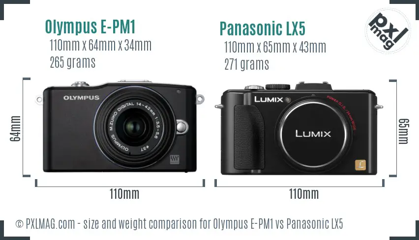 Olympus E-PM1 vs Panasonic LX5 size comparison
