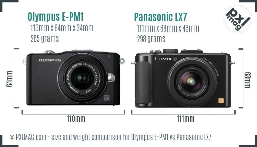 Olympus E-PM1 vs Panasonic LX7 size comparison