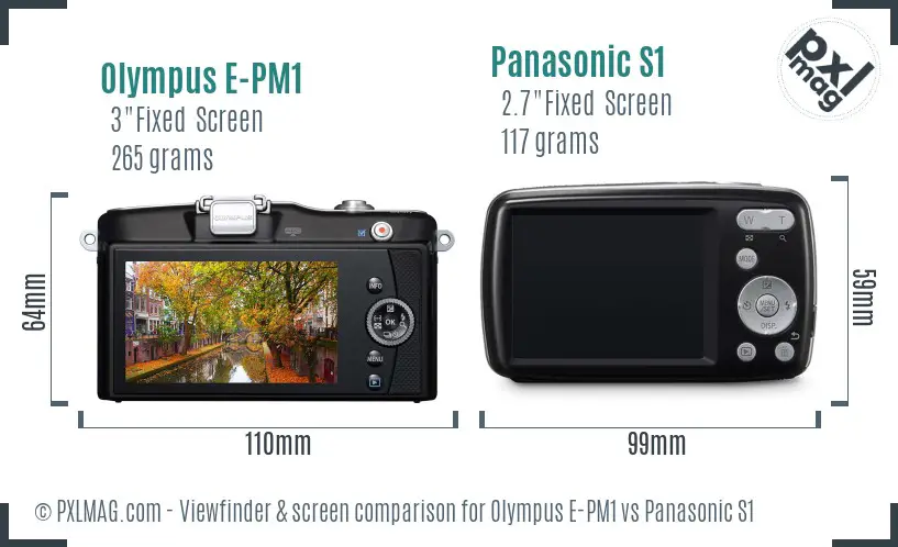 Olympus E-PM1 vs Panasonic S1 Screen and Viewfinder comparison