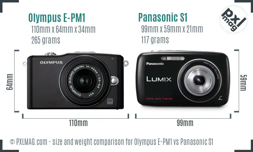 Olympus E-PM1 vs Panasonic S1 size comparison