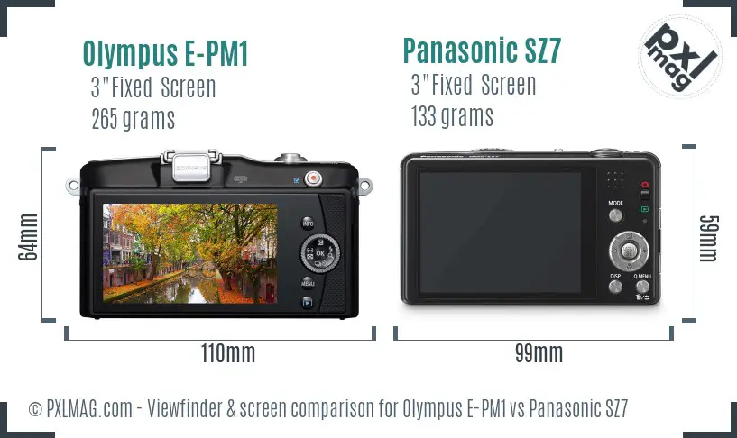 Olympus E-PM1 vs Panasonic SZ7 Screen and Viewfinder comparison