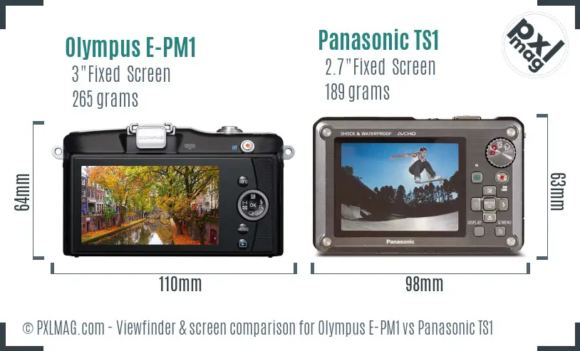 Olympus E-PM1 vs Panasonic TS1 Screen and Viewfinder comparison