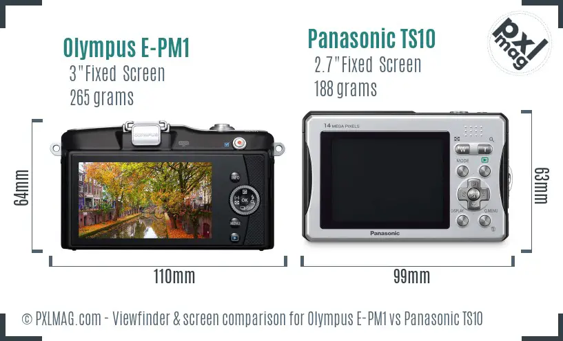 Olympus E-PM1 vs Panasonic TS10 Screen and Viewfinder comparison