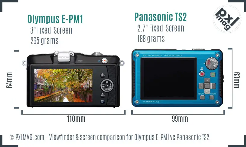 Olympus E-PM1 vs Panasonic TS2 Screen and Viewfinder comparison