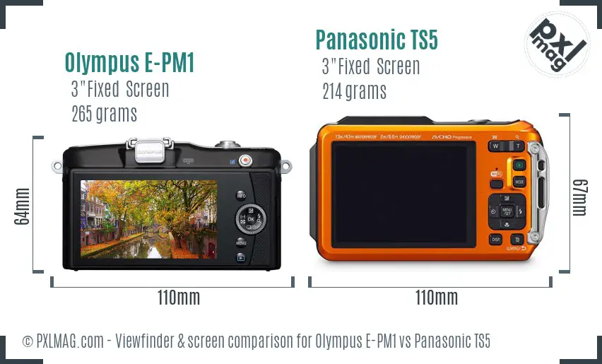 Olympus E-PM1 vs Panasonic TS5 Screen and Viewfinder comparison