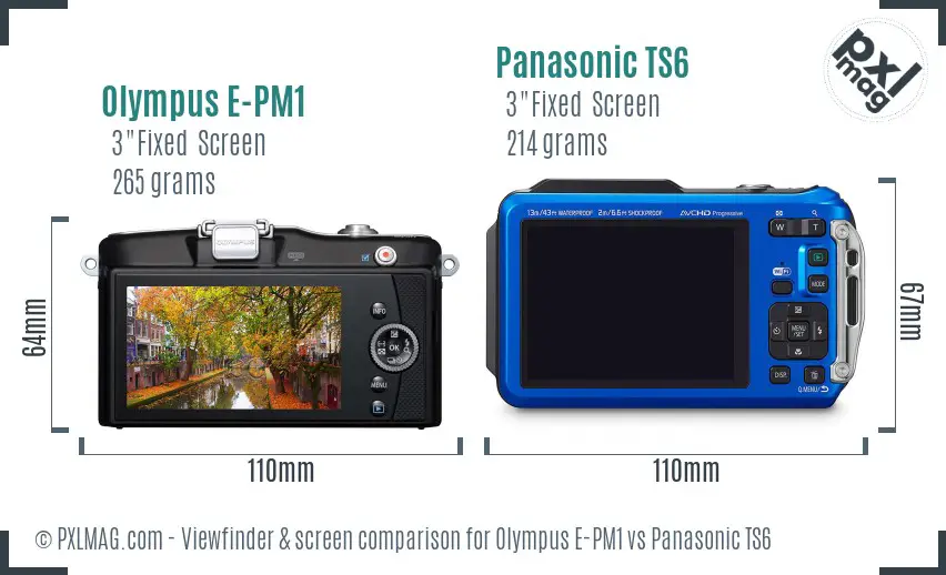 Olympus E-PM1 vs Panasonic TS6 Screen and Viewfinder comparison