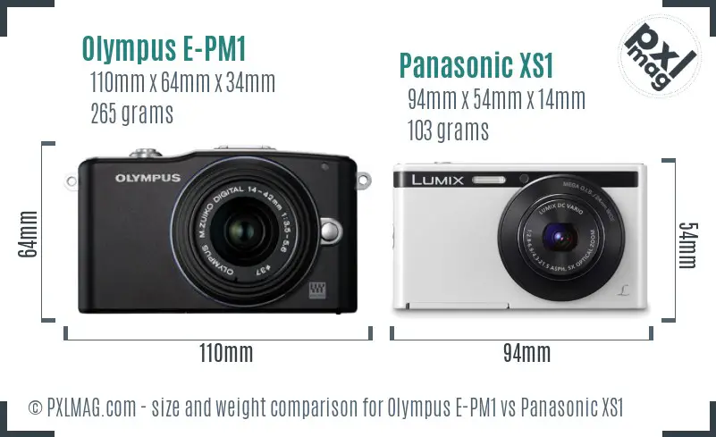 Olympus E-PM1 vs Panasonic XS1 size comparison