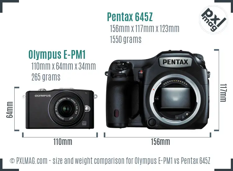 Olympus E-PM1 vs Pentax 645Z size comparison