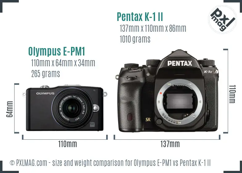 Olympus E-PM1 vs Pentax K-1 II size comparison