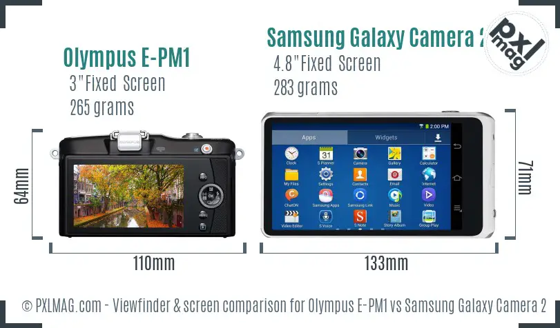 Olympus E-PM1 vs Samsung Galaxy Camera 2 Screen and Viewfinder comparison