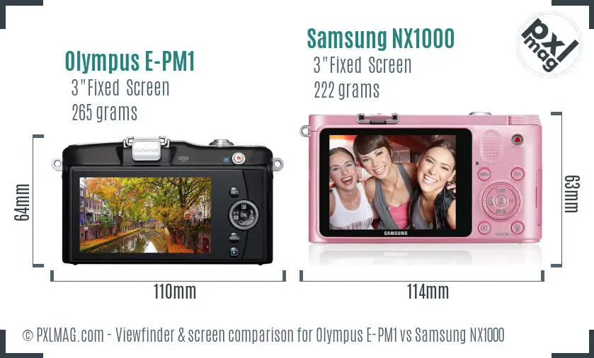 Olympus E-PM1 vs Samsung NX1000 Screen and Viewfinder comparison Olympus E-PM1 vs Samsung NX1000 Screen and Viewfinder comparison
