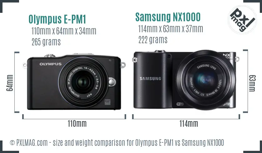 Olympus E-PM1 vs Samsung NX1000 size comparison Olympus E-PM1 vs Samsung NX1000 size comparison