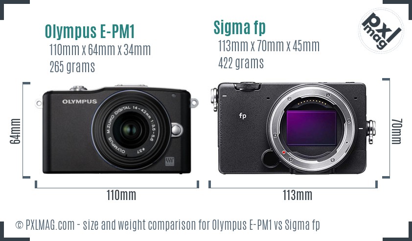 Olympus E-PM1 vs Sigma fp size comparison Olympus E-PM1 vs Sigma fp size comparison