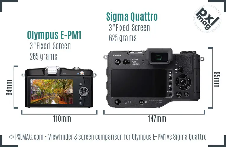 Olympus E-PM1 vs Sigma Quattro Screen and Viewfinder comparison