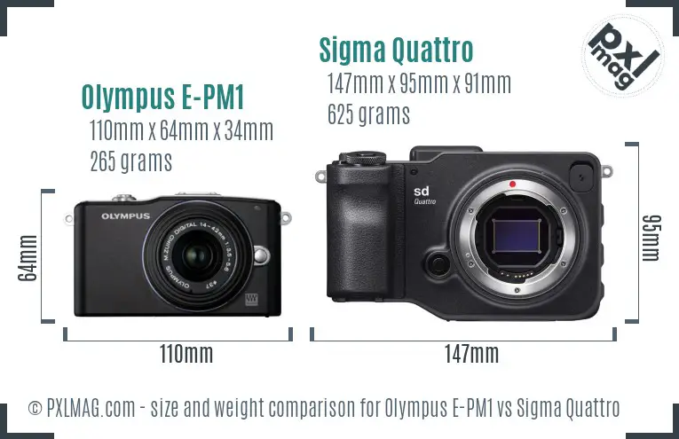 Olympus E-PM1 vs Sigma Quattro size comparison