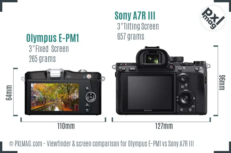Olympus E-PM1 vs Sony A7R III Screen and Viewfinder comparison Olympus E-PM1 vs Sony A7R III Screen and Viewfinder comparison