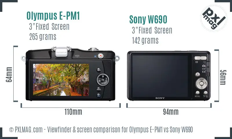 Olympus E-PM1 vs Sony W690 Screen and Viewfinder comparison Olympus E-PM1 vs Sony W690 Screen and Viewfinder comparison