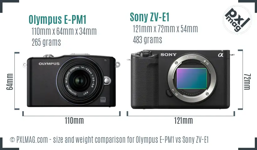 Olympus E-PM1 vs Sony ZV-E1 size comparison