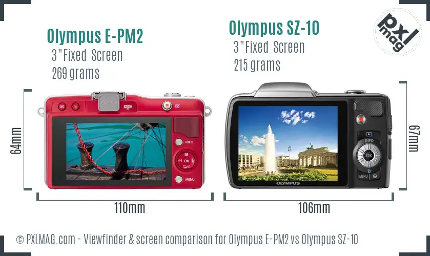 Olympus E-PM2 vs Olympus SZ-10 Screen and Viewfinder comparison