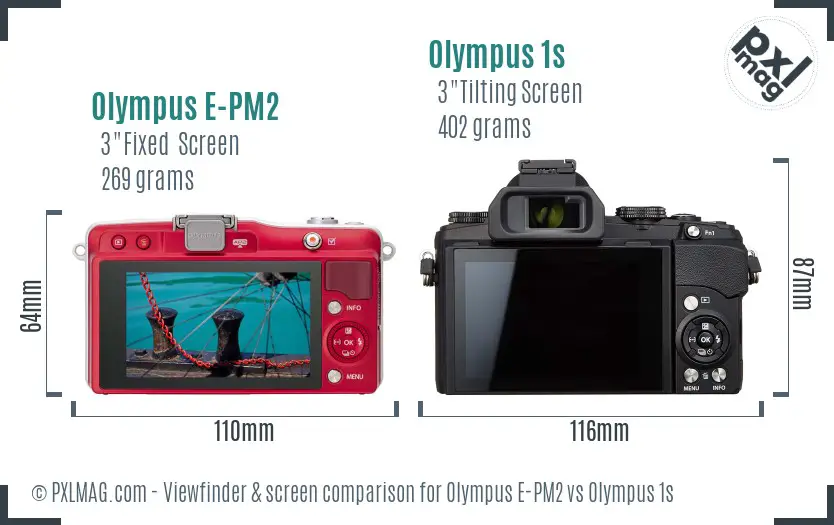 Olympus E-PM2 vs Olympus 1s Screen and Viewfinder comparison