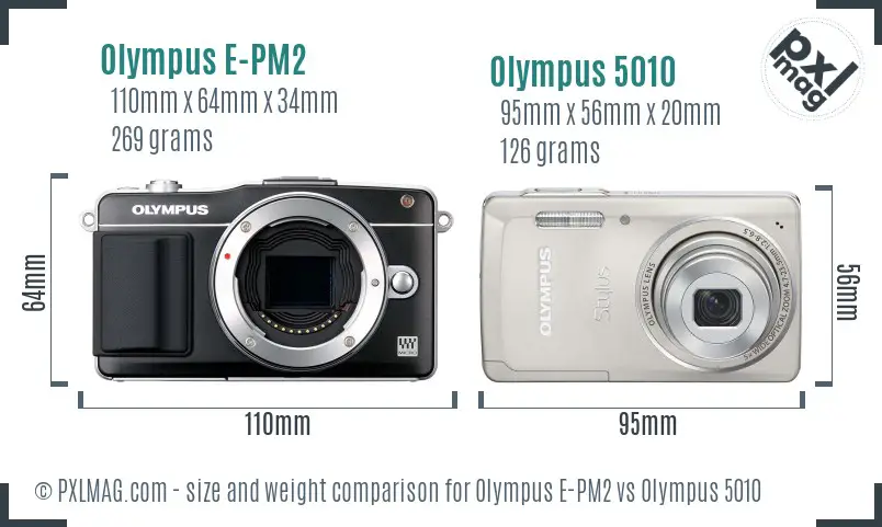 Olympus E-PM2 vs Olympus 5010 size comparison