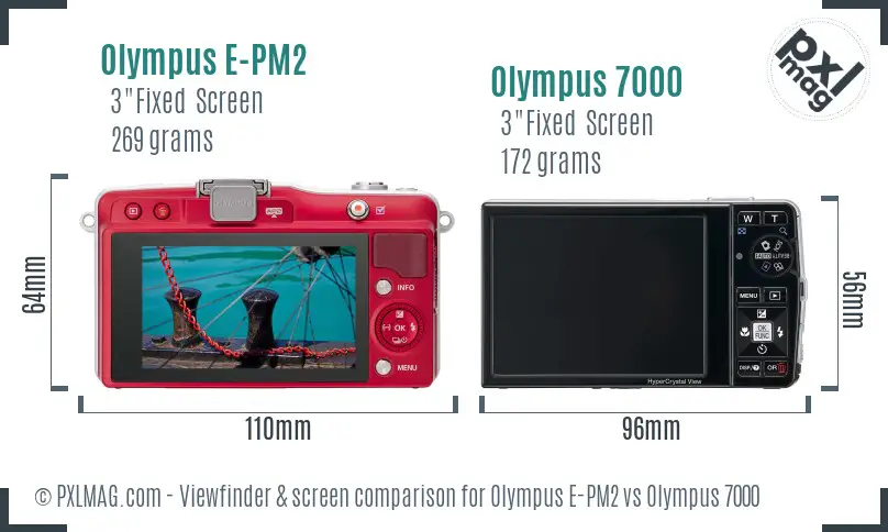 Olympus E-PM2 vs Olympus 7000 Screen and Viewfinder comparison