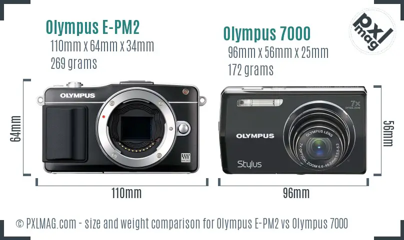 Olympus E-PM2 vs Olympus 7000 size comparison