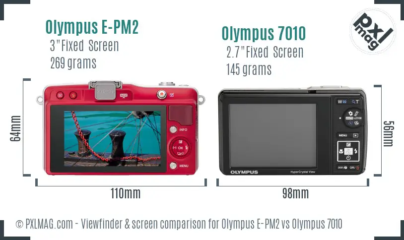 Olympus E-PM2 vs Olympus 7010 Screen and Viewfinder comparison