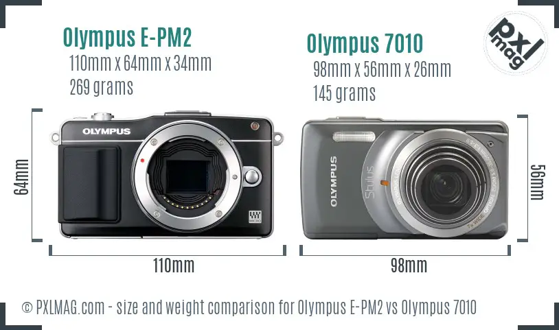 Olympus E-PM2 vs Olympus 7010 size comparison