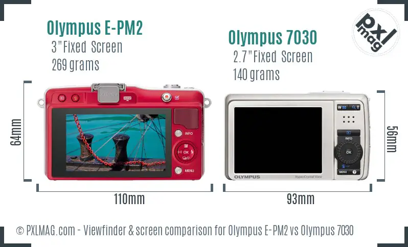 Olympus E-PM2 vs Olympus 7030 Screen and Viewfinder comparison
