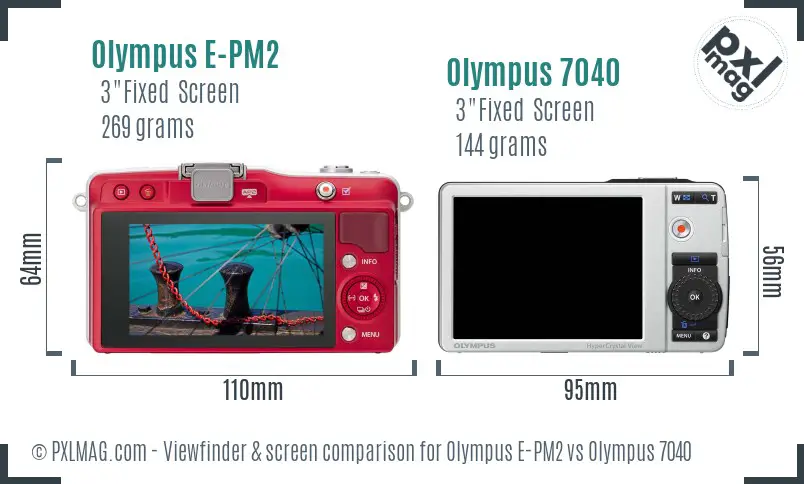 Olympus E-PM2 vs Olympus 7040 Screen and Viewfinder comparison