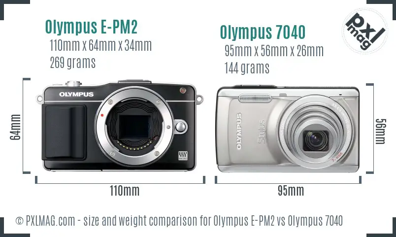 Olympus E-PM2 vs Olympus 7040 size comparison