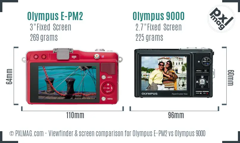 Olympus E-PM2 vs Olympus 9000 Screen and Viewfinder comparison